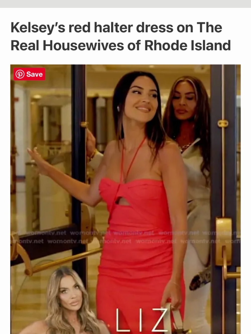 Zara red linen blend midi dress as seen on Kelsey from Real Housewives of RI